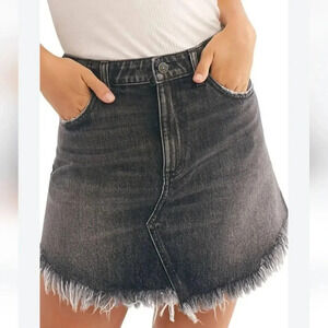 Free People We The Free‎  Bailey Denim Mini Skirt Black OB1006435 Size 26